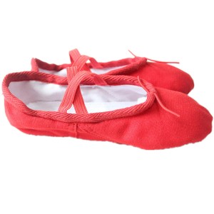 FREE SHIPPING Ready-to-ship Economic Canvas Split-sole Ballet Slippers - Red