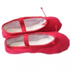 Red Canvas Full-sole Ballet Slippers