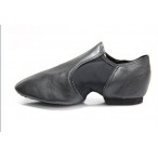 FREE SHIPPING Wholesale Black Leather Slip-on Jazz Shoes with Side Elastics