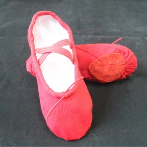 HDW DANCE FREE SHIPPING WholeSale Economic Canvas Split-sole Ballet Slippers - Red