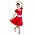 HDW DANCE Puffy Sleeve Two Tone Leotard Dress